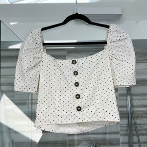 Bardot linen cropped blouse